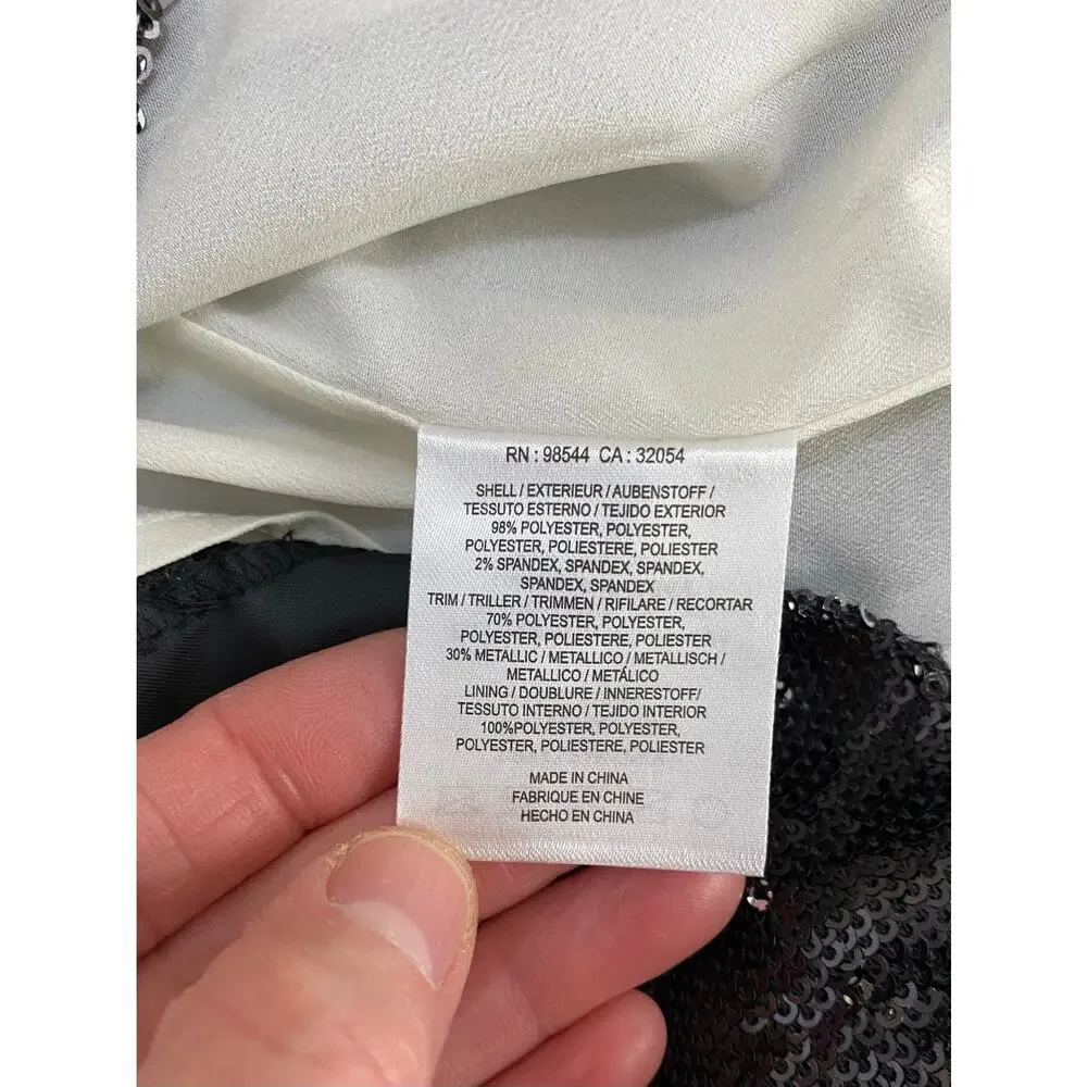 Tabitha Women's Petite 8P Cream Black Sequin Sleeveless Sheath Dress * - Picture 8 of 9